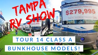 We tour 14 Class A Bunkhouse Motorhomes at the Tampa RV Super Show Fulltime Family of 6 [upl. by Fishman]