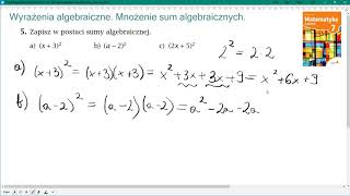 zad 5 str 175 WYRAŻENIA ALGEBRAICZNE Matematyka z plusem 7 [upl. by Htebilil]