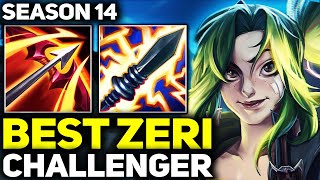 RANK 1 BEST ZERI IN THE WORLD CARRIES IN CHALLENGER  Season 14 League of Legends [upl. by Solahcin418]