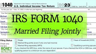 Form 1040 2023 Married Filing Jointly  Dependents Example Tax Filing  Money Instructor [upl. by Edge]