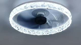 Censlighting Modern Acrylic Round Chandelier Light Ceiling Fan 5 Blade Installation Instructions [upl. by Aysab]