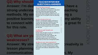 Teacher Interview Questions and Answers  Teaching interview Questions and Answers [upl. by Marmion]