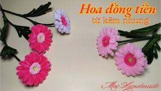 Hoa đồng tiền từ kẽm nhung  Gerbera flowers from velvet zinc  Moc Handmade [upl. by Mohammad]