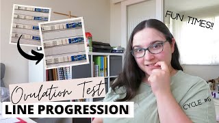 OPK Line Progression Cycle 6  Long lh surge and Multiple Positive tests  TTC Baby 3 Cycle 6 [upl. by Nnaik]