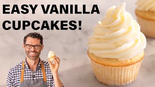 EASY Vanilla Cupcakes Recipe [upl. by Isac]