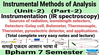 Instrumentation ।IR spectroscopy।Golay cell। Bolometer।Thermocouple।Thermister। Unit2। Bpharm 7 sem [upl. by Carmon343]