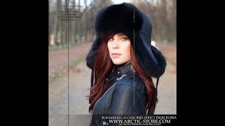 Trapper hat  Black Fox fur black leather top [upl. by Pauletta]