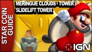 New Super Mario Bros U 3 Star Coin Walkthrough  Meringue CloudsTower Slide Lift Tower [upl. by Dari]