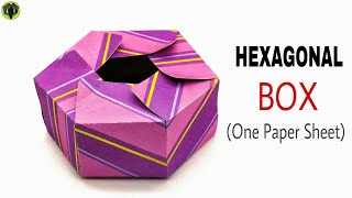 Hexagonal Box with one Sheet of paper  DIY Tutorial by Paper Folds  941 [upl. by Anida661]