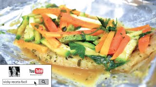 PESCADO EMPAPELADO  RECETAS LIGHT  VickyRecetaFacil [upl. by Harvie661]