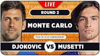 DJOKOVIC vs MUSETTI • ATP Monte Carlo 2024 • LIVE Tennis PlaybyPlay Stream [upl. by Sitruk]