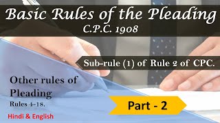 Pleading Basic and other Rules provided under CPC 1908 [upl. by Namreh]