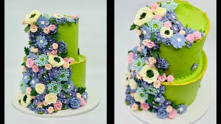 Flower Buttercream Cake  Floral Buttercream Cake  Blossom Spring Cake [upl. by Notgnirrab]