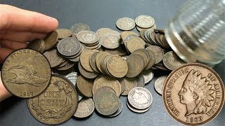 Unsearched Jar of Indian Head Pennies Flying Eagle 2 Cents More [upl. by Gewirtz]