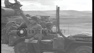 US tanks leave the assembly area in Tidworth England during World War II HD Stock Footage [upl. by Yllib960]