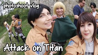 Attack on Titan  group cosplay photoshoot vlog [upl. by Shorter644]