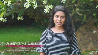 Aishwarya Lakshmi Masters Student talks about Amrita Center for Wireless Networks and Applications [upl. by Ennaisoj]