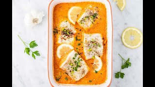 Baked Cod Red Pepper Sauce [upl. by Ahsinrad]