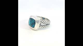 David Yurman Authentic Estate London Blue Topaz Albion Ring 8 Silver 11 mm DY486 [upl. by Ram]