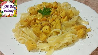 Pasta sa belim pilećim mesom  JEDNOSTAVNO LAKO I UKUSNO [upl. by Anawahs]