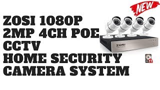 ZOSI 1080P 2MP 4CH POE CCTV Home Security Camera System [upl. by Adnek]