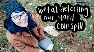 coin spill  metal detecting the yard of our 150 year old house [upl. by Jepson586]