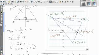 Finding the equation of the line of symmetry of a triangle NCEA Level 2 Excellence question [upl. by Velick816]