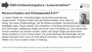 B1DSH Leseverstehen Reiseverhalten und Klimawandel S01 [upl. by Moses]