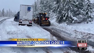 Storms wind snow caused I5 closure in Northern California Southern Oregon [upl. by Ecinaej]