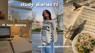 productive study diaries 💌 12 hour studying amp university applications high school senior [upl. by Annoval]