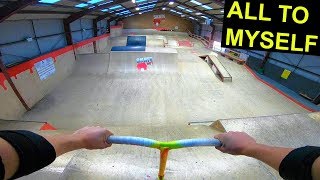 SCOOTER TRICKS AT AWESOME INDOOR SKATEPARK [upl. by Haggai964]