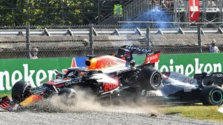 VERSTAPPEN AND HAMILTON CRASH IN MONZA Edit [upl. by Avehstab]