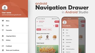 Navigation Drawer Menu in Android Tutorial  How to Create Navigation Drawer in Android Studio [upl. by Ubana912]