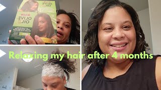 I Relaxed my hair After 4 months STRETCH How to relax hair at homeRelaxed hair [upl. by Levitus133]