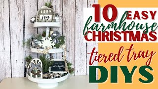 10 EASY CHRISTMAS TIERED TRAY DECOR DIYS  FARMHOUSE BUFFALO PLAID CHRISTMAS  TIERED TRAY IDEAS [upl. by Eeram]