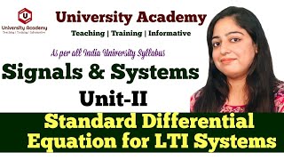 SS38 Standard Differential Equation for LTI Systems  Differential and Difference LTI systems [upl. by Iren]