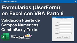 Formularios Userform en Excel con VBA Parte 6 [upl. by Zerat382]