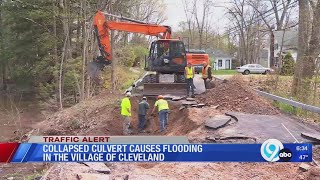 Beaver dam collapse causes flood in Oswego County village [upl. by Notlok]