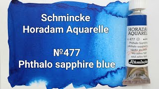 Schmincke Horadam Aquarelle №477 Phthalo sapphire blue 🦋 swatching [upl. by Lubow479]