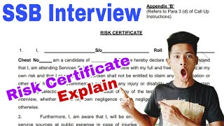 Risk Certificate Fully Explain Risk certificate kya hota hai Is it Mandatory SSB interview [upl. by Einberger]