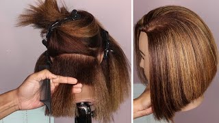 Sexy Bob Haircut Step by Step  Cosmetology Education  Cassandra Olivia [upl. by Whyte]