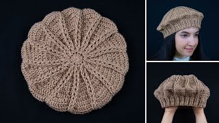 An easy crochet beret hat  a detailed tutorial [upl. by Arsuy]