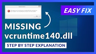 vcruntime140dll Missing Error  How to Fix  2 Fixes  2021 [upl. by Arriat]