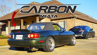 Carbon Miata Ducktail Trunk Install  Complete Look for my Turbo Miata Build [upl. by Adaj]