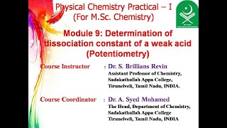 Module 9 Determination of dissociation constant of a weak acid  potentiometry [upl. by Assenab748]