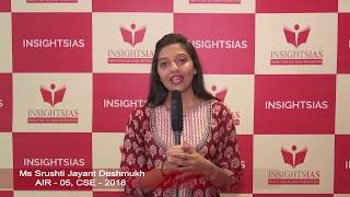 INSIGHTSIAS Toppers Talk  Srushti Jayanth Deshmukh AIR5 [upl. by Paresh]