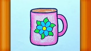 Coffee mug drawing  Cup drawing  Tea cup drawing  How to draw a coffee mug step by step [upl. by Calica882]