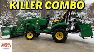 Record Breaking Early Season Snow 1st Snow Of The Season John Deere 1025r amp HLA 1500 Snow Pusher [upl. by Naesar]