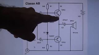 Amplificador classe AB Vídeo didático [upl. by Faxan]