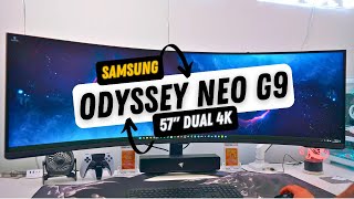 Samsung 57quot G95NC Odyssey Neo G9 Dual 4K Monitor Unboxing  An Incredible Massive Display [upl. by Eiffe108]